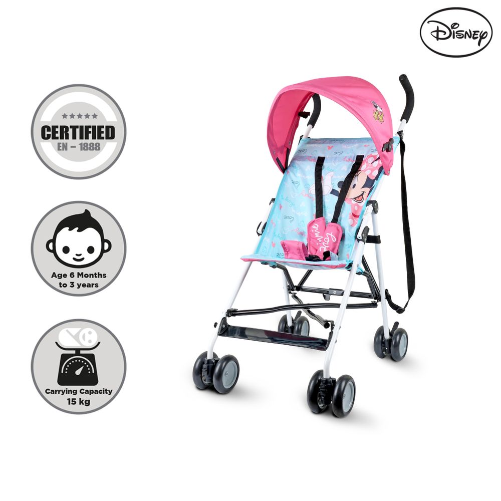 Disney - Minnie Mouse Lightweight Travel Stroller - Teal/Pink