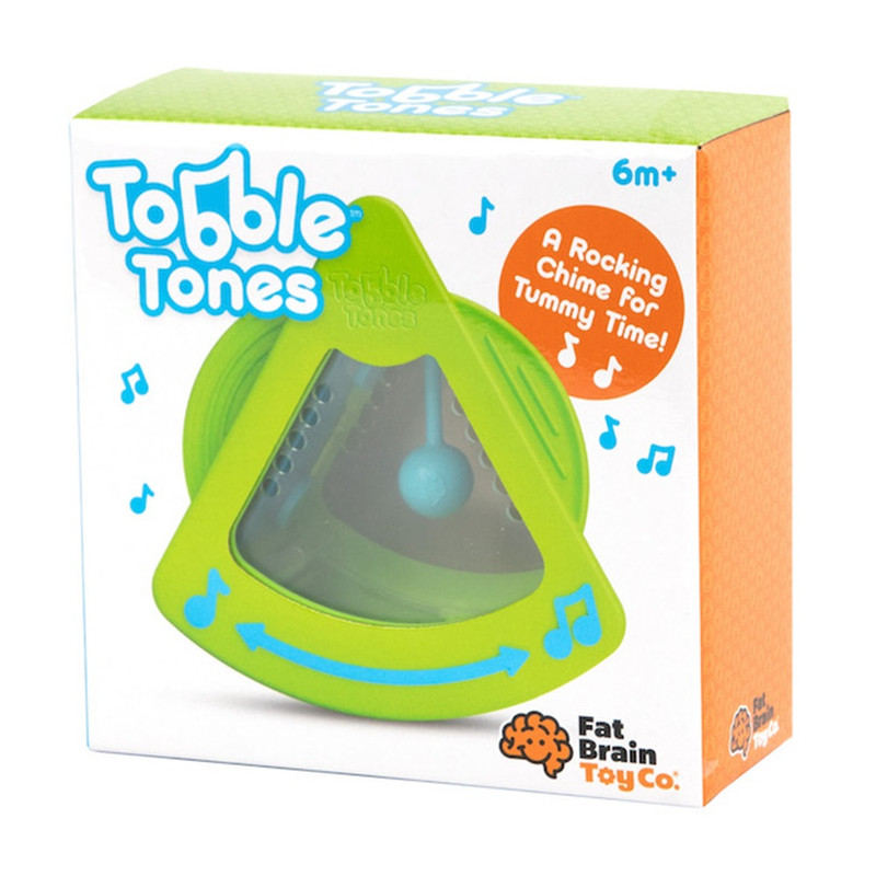 Fat Brain Toys - Tobble Tones Tummy Time Musical Chime Toy - Green