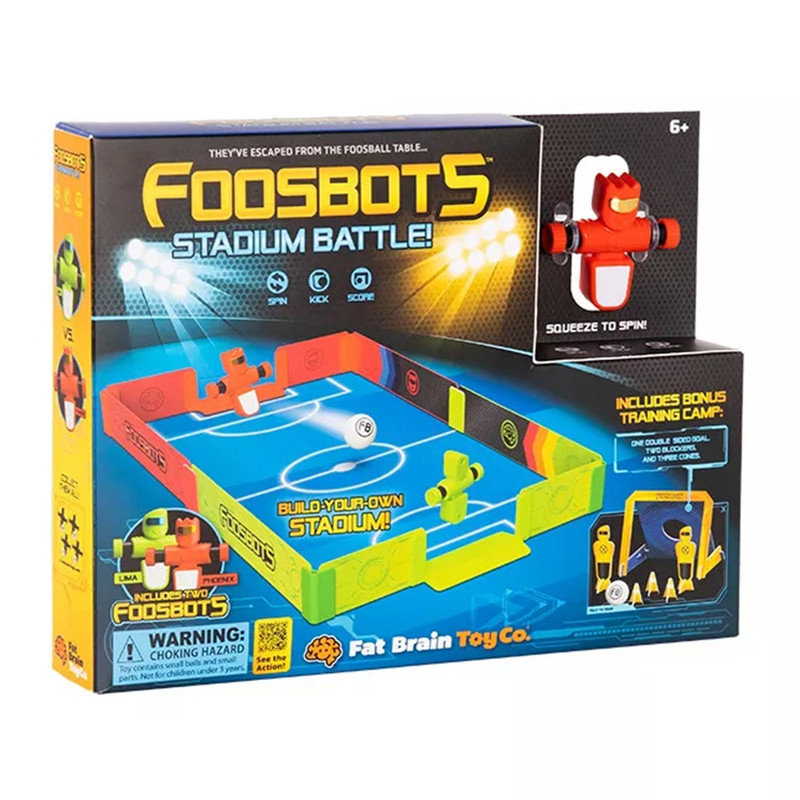 Fat Brain Toys - Foosbot Stadium Battle - Sensory Toys for Infant Development, Tabletop Game