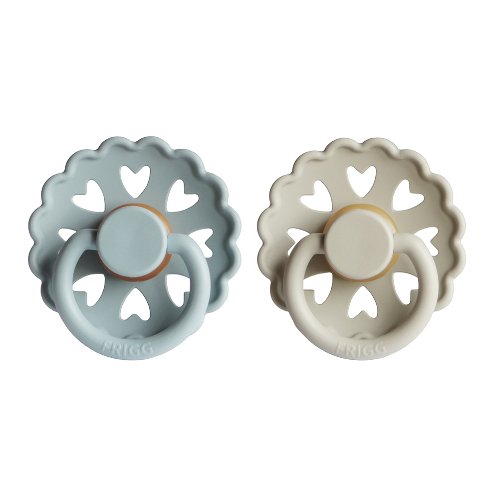 فريج - لهاية أطفال سيليكونية بتصميم خيالي - أزرق حجري/رمادي صفصافي - طقم من قطعتين