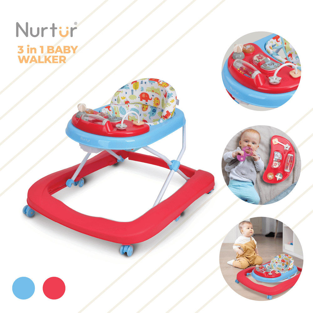 Nurtur - 3-In-1 Baby Multi Walker With Music Function - Red