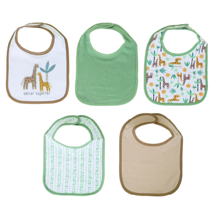 Nurtur Cozi - Baby Milk Feeding Bibs - Terry Cotton - Pack of 5 - Multicolor