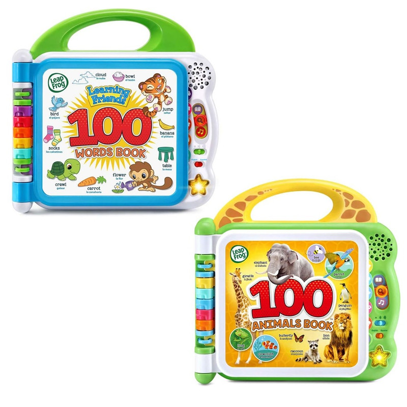 Leap Frog Learning Friends 100 Words Book - Arabic & English + 100 Animals Book With Sounds And Colours