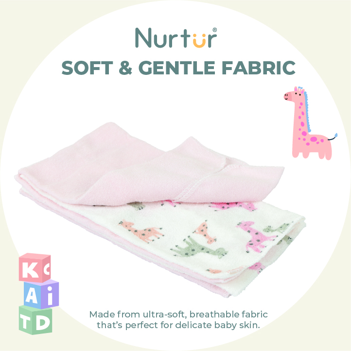 Nurtur Cozi - Baby Wash Cloths - Terry Cloth - Pack of 5 - Pink/Multicolor