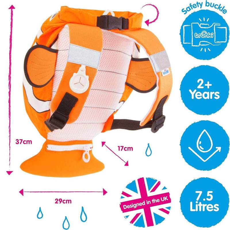 Trunki - Paddlepak Waterproof Kids - Chuckles The Clown Fish