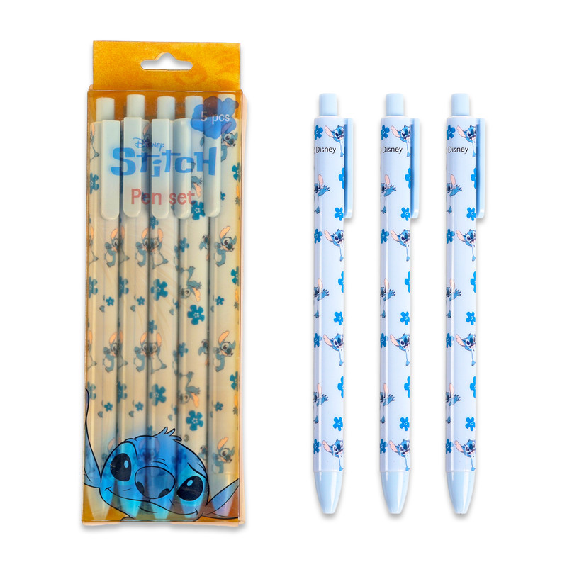 Disney - Stitch Themed Pen Set - Blue - 5 Pcs