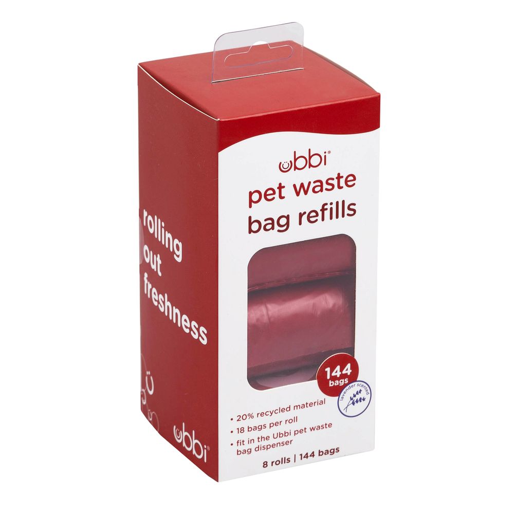 Ubbi - Pet On The Go Bag Refills - Pack of 8 - 144 Pcs - Red
