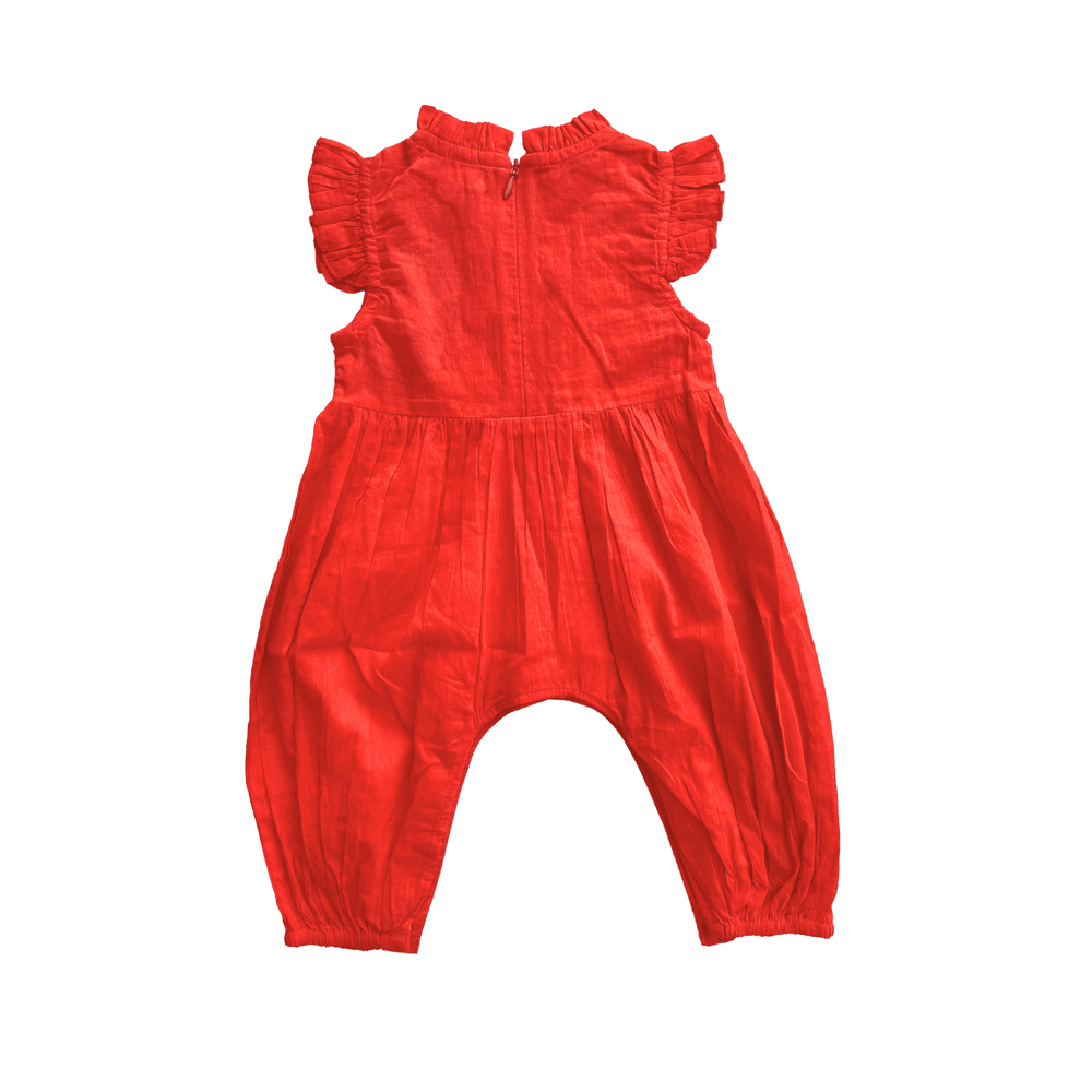 Next of Kin - Sienna Smocked Embroidered Jumpsuit - Red