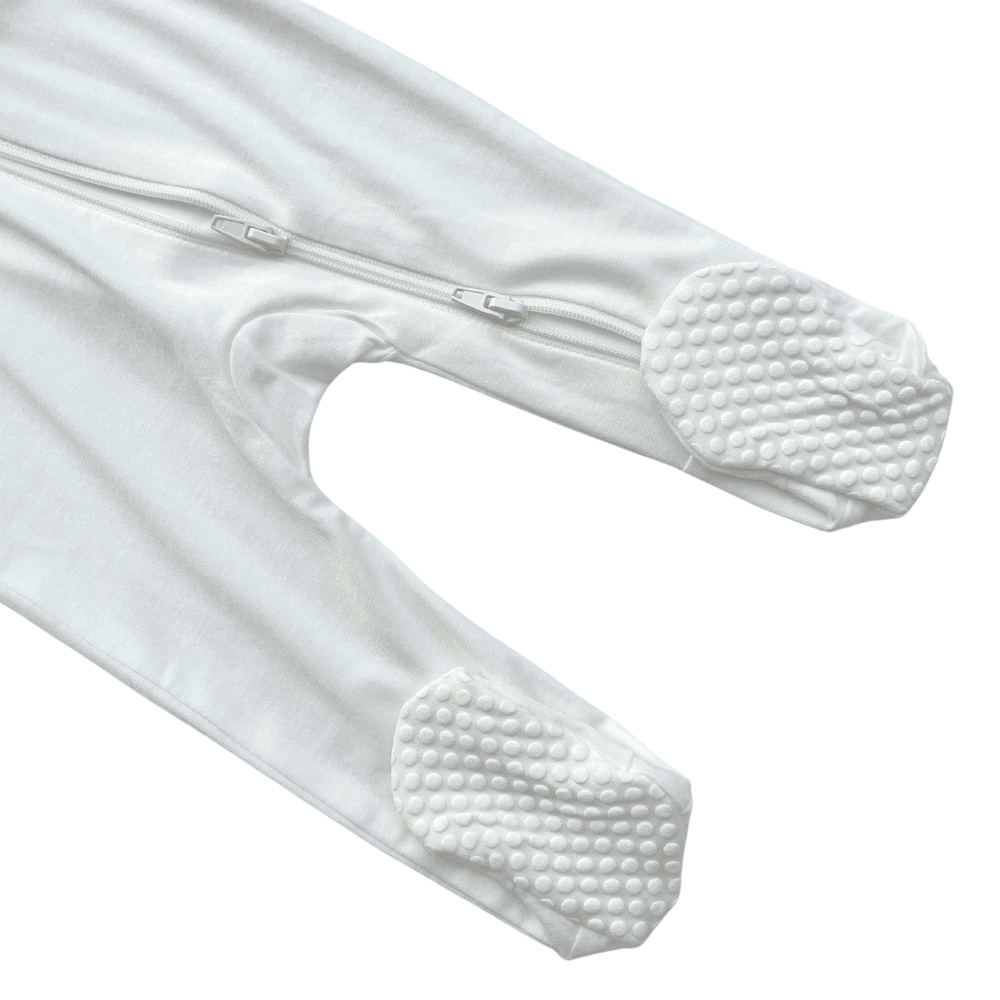 Next of Kin - Elliot Essential Zippy Peter Pan Collar Bamboo Onesie - White