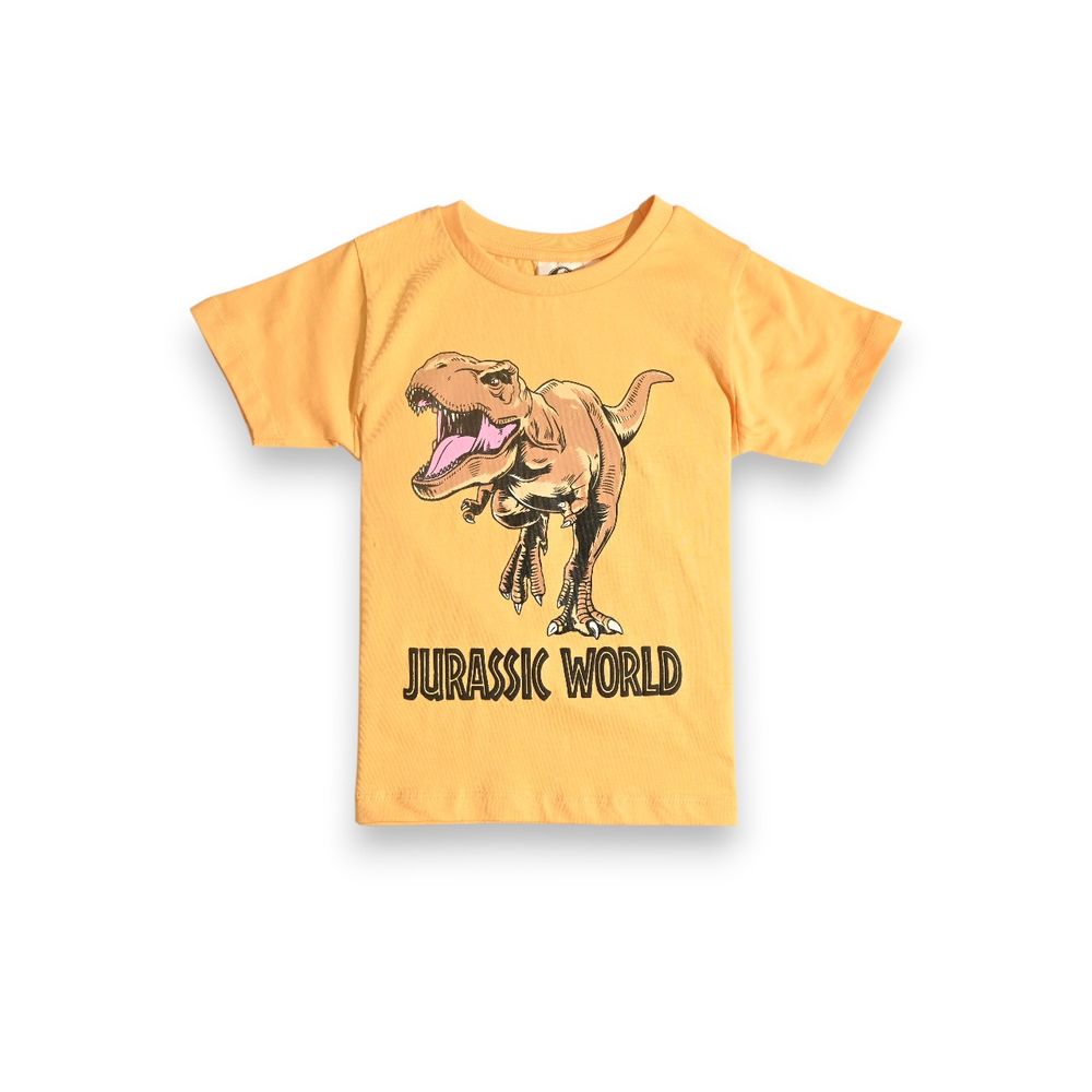 جوراسيك بارك - طقم تي شيرت مع شورت - أصفر وبني - قطعتين