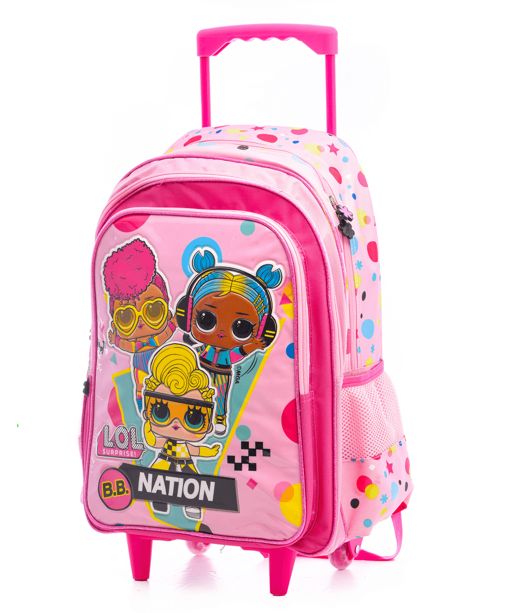 L.O.L. Surprise! - School Trolley Bag - 18-inch With Lunch Bag And Pencil Case - Pink - 3pcs