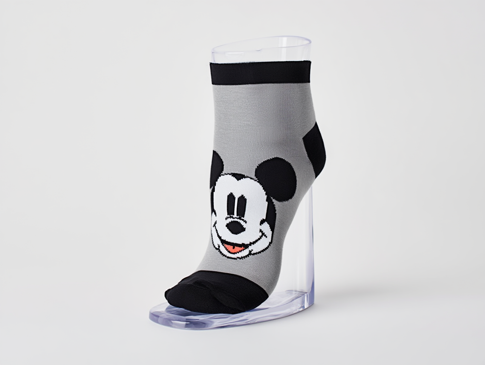 Mickey Mouse 3pc-Set - Boy's Anklet Socks - Grey/Black/White