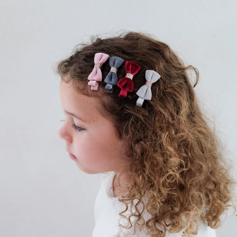 MiMi & LULA Christmas Velvet Bow Clips - 4pcs