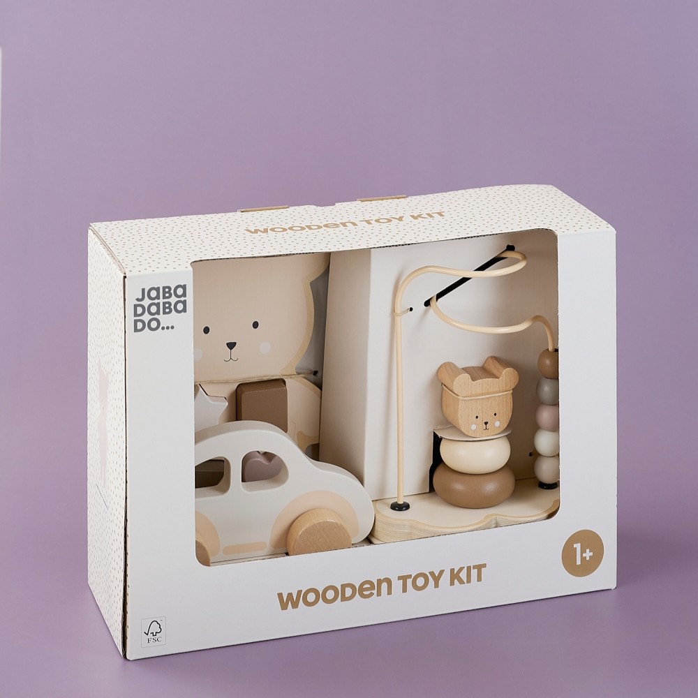 Jabadabado Wooden Toy Gift Set - Teddy - 3 Pcs