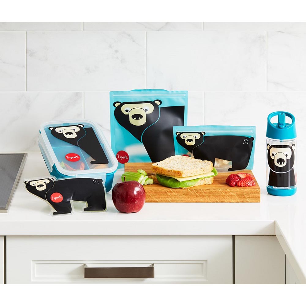 3 سبراوتس - زمزمية مياه بطبعة دب - أزرق مخضر - 354 مل