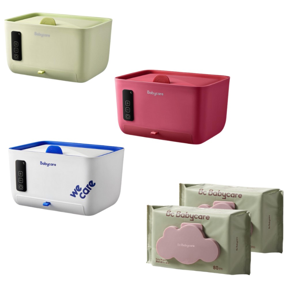 بيبي كير - سخان مناديل مع مناديل مبللة 80 منديل - عبوة من قطعتين