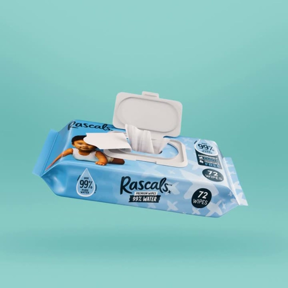 Rascals Premium Water Wipes - 3 x 72 Ply - Pack Of 3