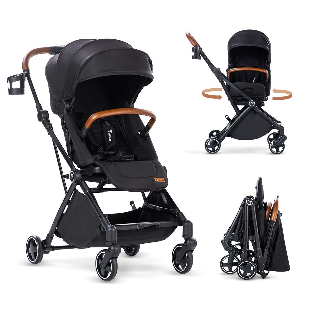 Teknum - Compacto Auto Fold 360 Degree Reversible Stroller - Black