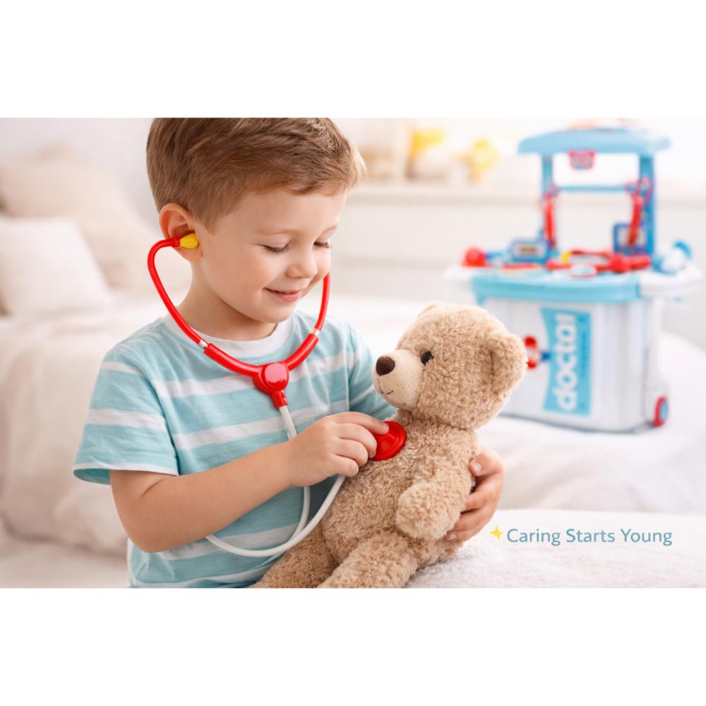 أوربان توتس- مجموعة أدوات الطبيب الكبيرة   مجموعة أدوات طبية شاملة مع أدوات وملحقات واقعية - أزرق