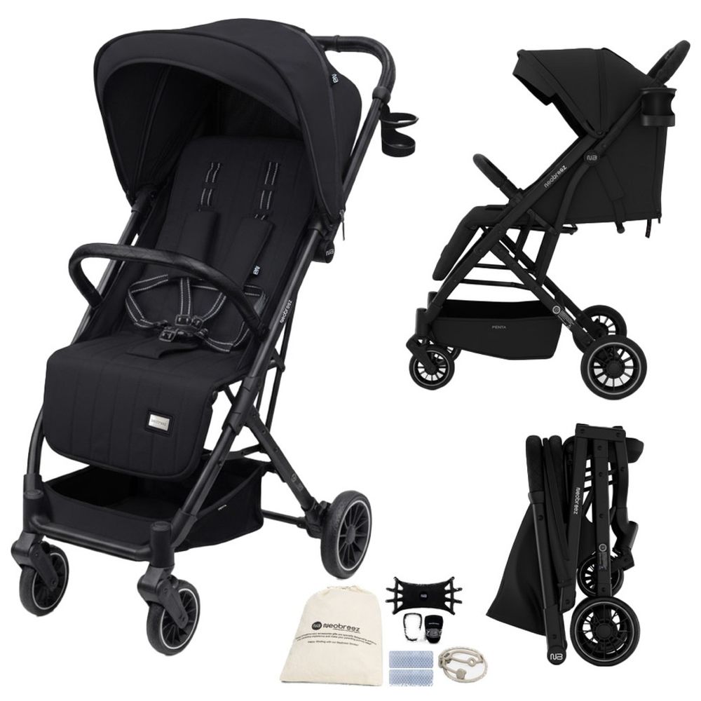 Neobreez - Penta Compact Lightweight Travel Stroller with Cup Holder - Black