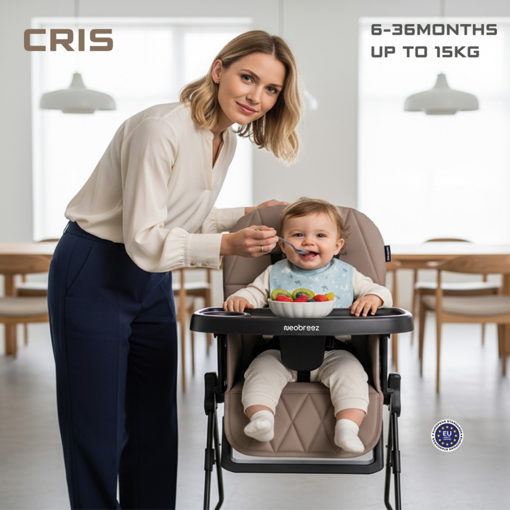Neobreez - Cris Compact Foldable Highchair For Child - Brown/Black