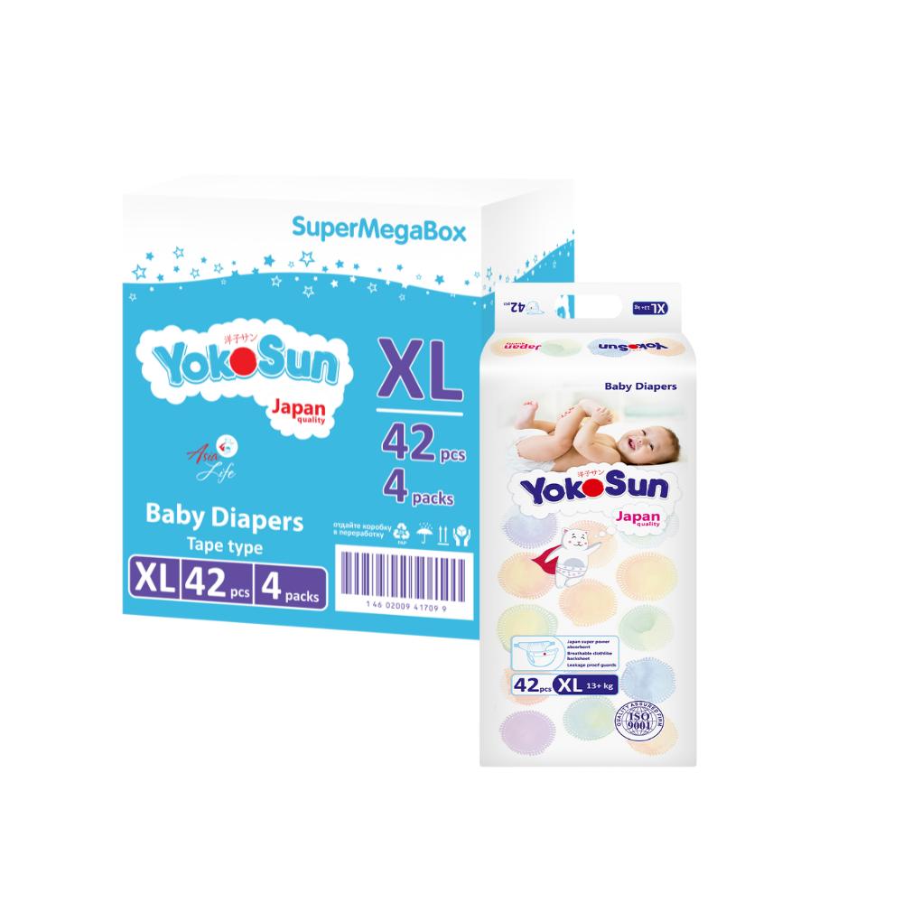 Yokosun - Baby Diapers, Size 5 / Xl (13+ Kg) 168 Pieces, 4 Packs