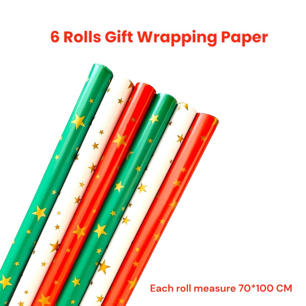 Doodle Kiddo - Christmas Gift Wrapping Paper Rolls - 6 Pc