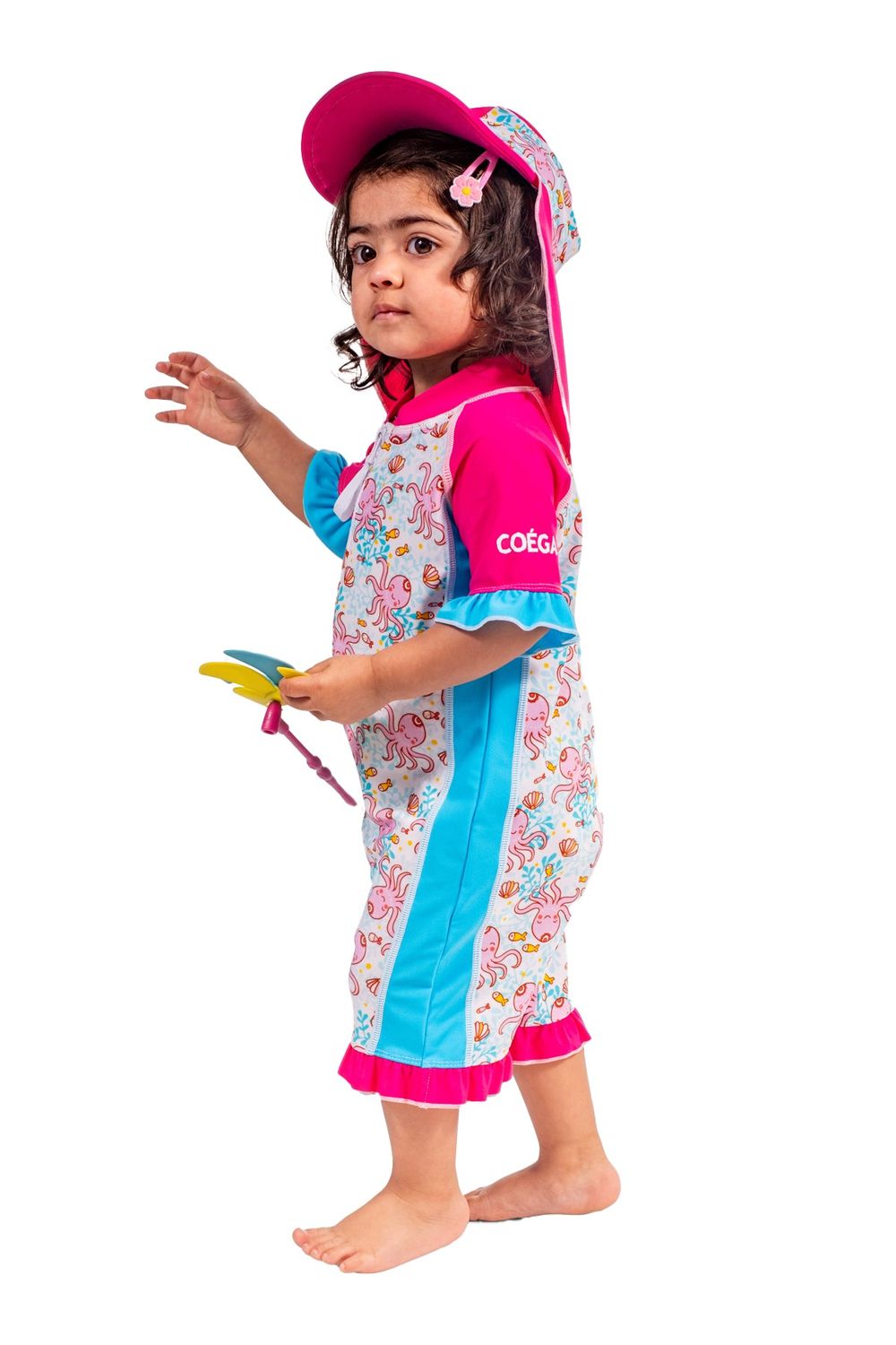 ملابس الشمس كويغا - ملابس سباحة للبنات - أخطبوط - زهري