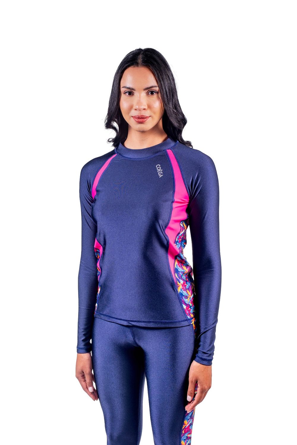 ملابس كويغا صن وير - واقي من الطفح الجلدي للسيدات بأكمام طويلة - أزرق مخضر استوائي