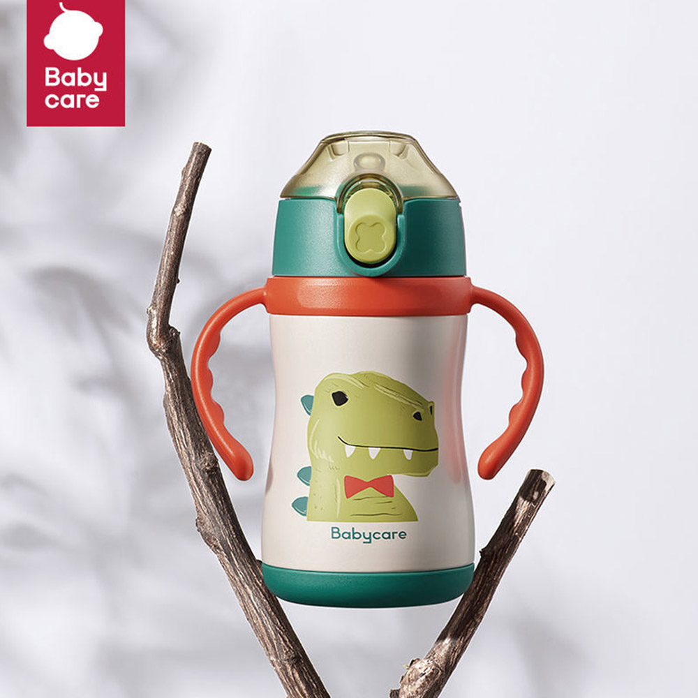 بيبي كير - زمزمية مفرغة من الهواء للأطفال - ديناصور - 240 مل