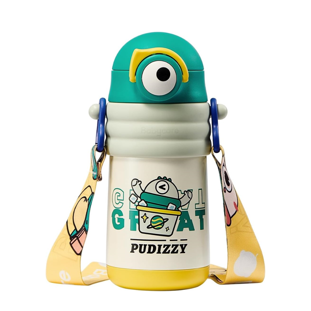 Babycare - Pudizzy Stainless Steel Vacuum Water Bottle - Green - 450 ml