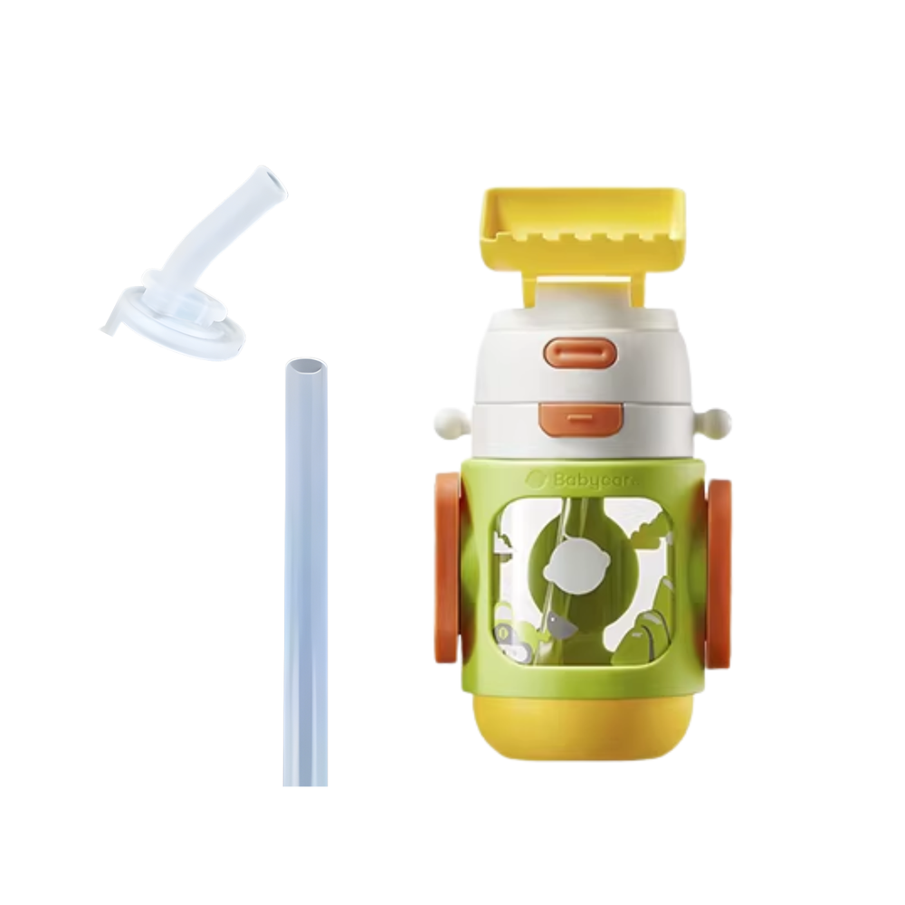 Babycare - Children's Toy Water Bottle With Straw - Yellow - 470 ml