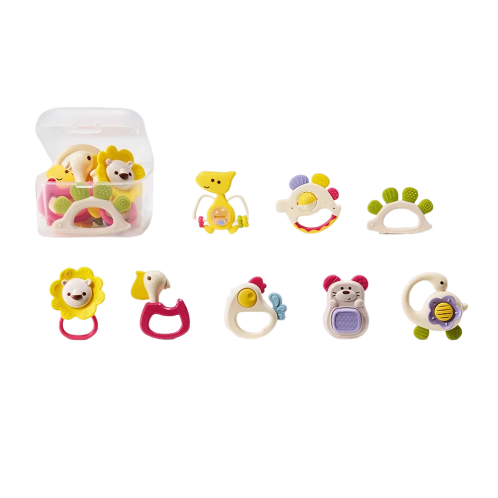 Babycare - Rattle Teether Set - Multicolor - 8 Pcs
