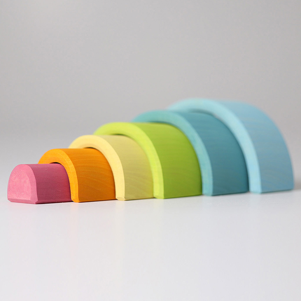 Grimm's - Rainbow Stacking Toy - Small - 6pcs - Pastel
