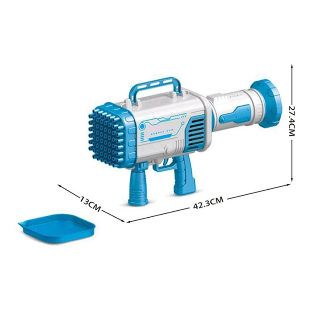 Brain Giggles - 64 Holes Electric Rocket Bubble Maker Gun With Lights Toys For Kids - Blue