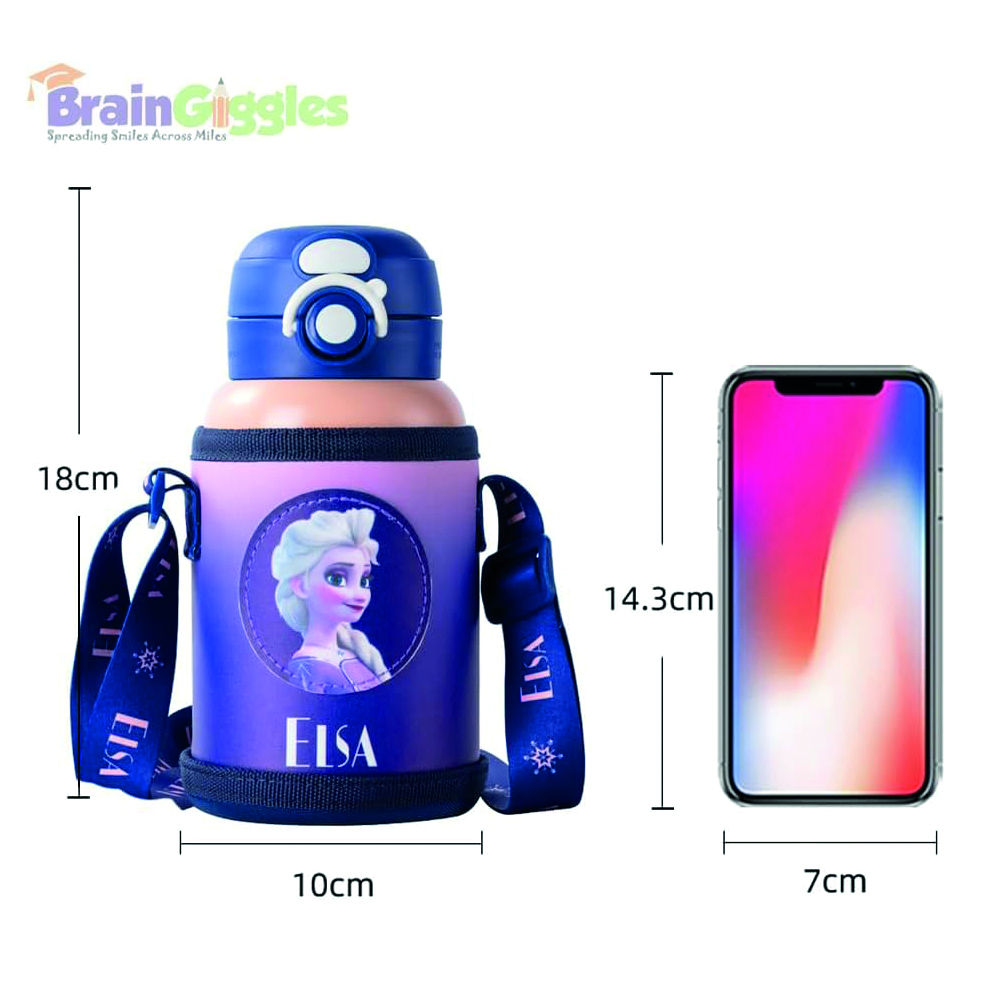 Brain Giggles - Kids Stainless Steel Leakproof Water Bottle 580ml - Disney Frozen Elsa