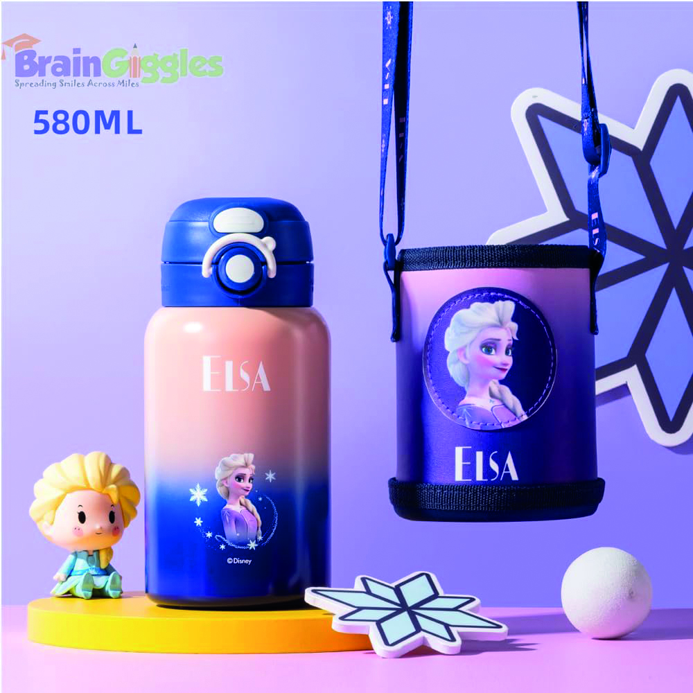 Brain Giggles - Kids Stainless Steel Leakproof Water Bottle 580ml - Disney Frozen Elsa