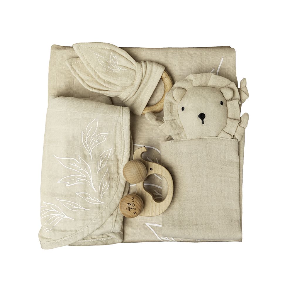 Pioen Baby - Baby Organic Cotton Gift Set - Beige - Pack of 5