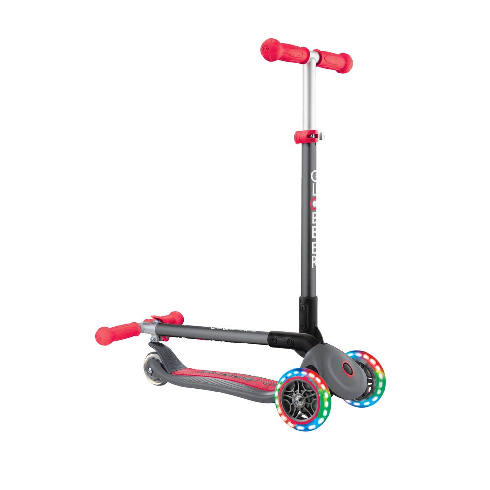 Globber - Primo Foldable Manual Scooter With Lights - Titanium Red