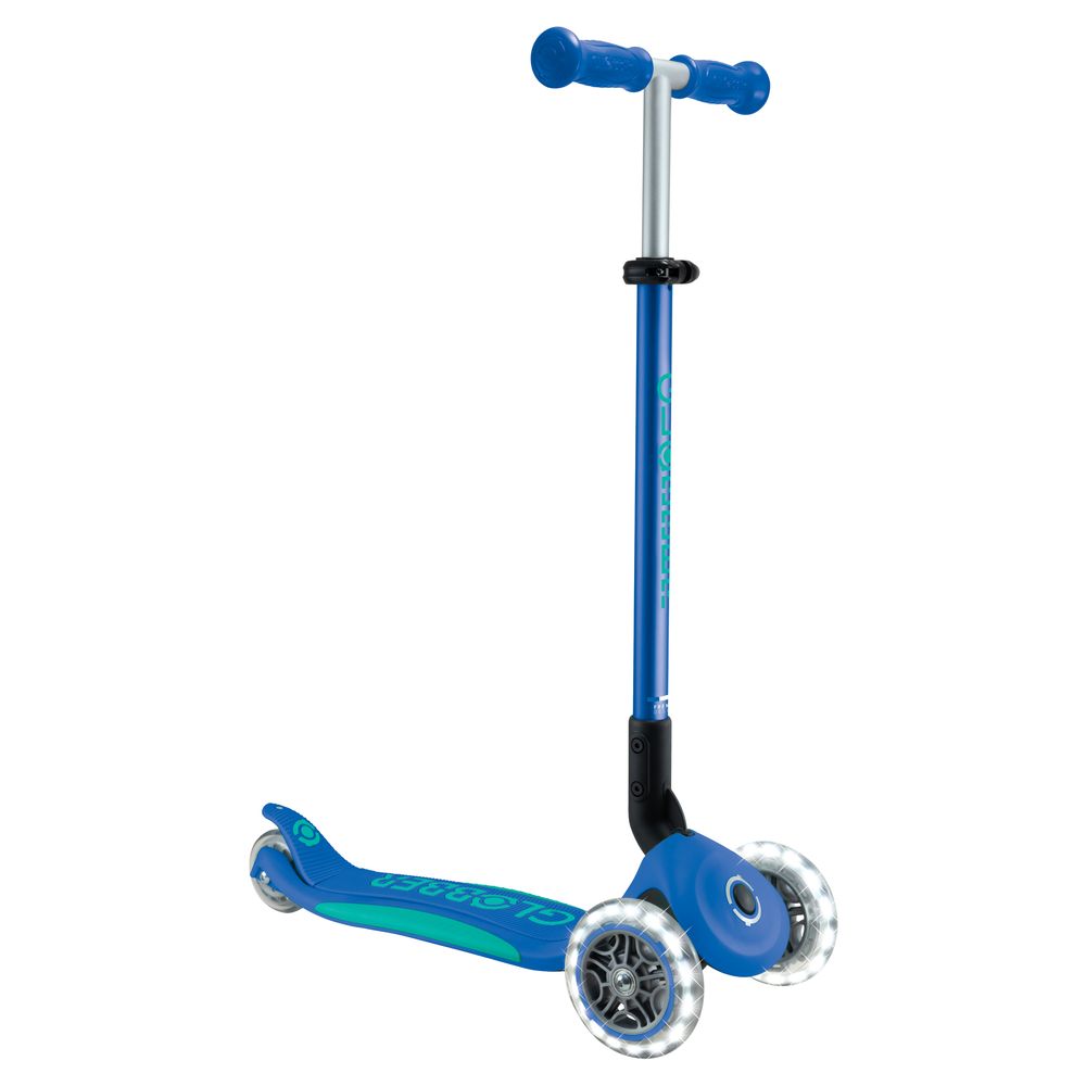 Globber - Primo Foldable Plus Lights Manual Scooter - Navy Blue/Emerald Green