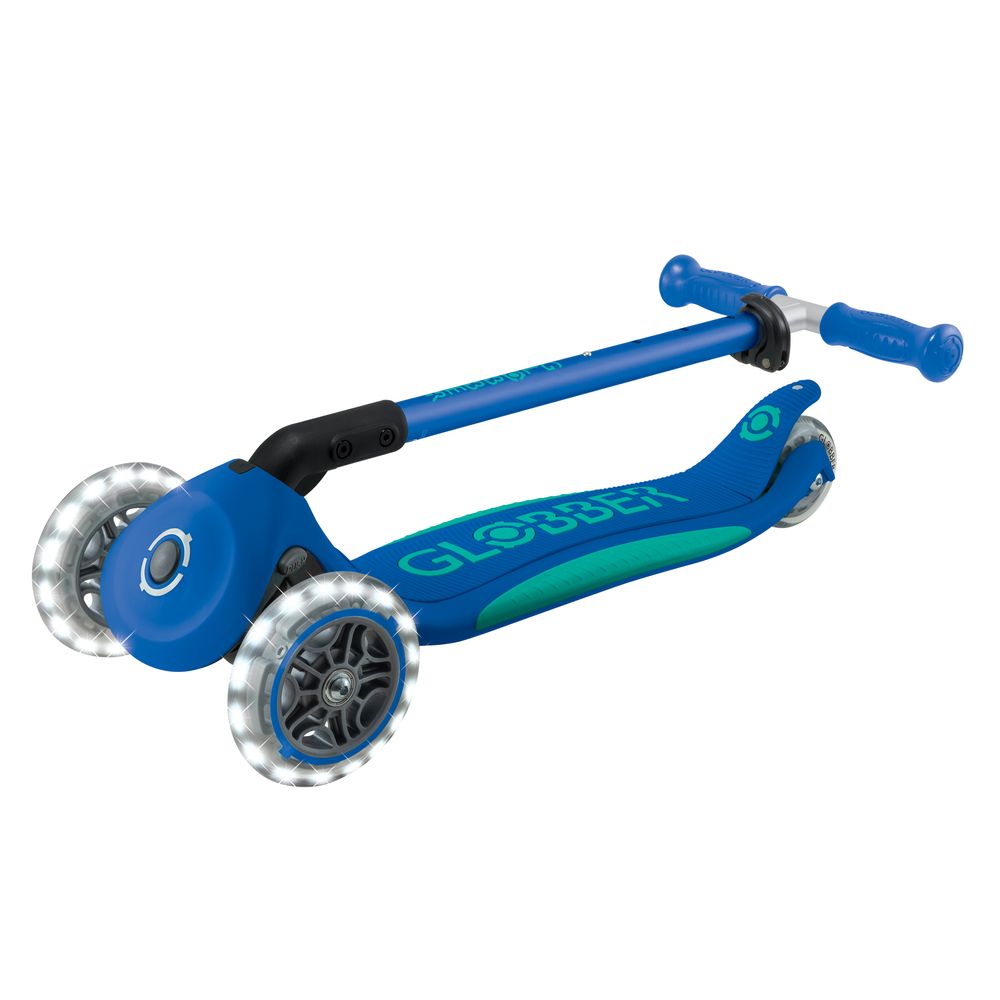 Globber - Primo Foldable Plus Lights Manual Scooter - Navy Blue/Emerald Green