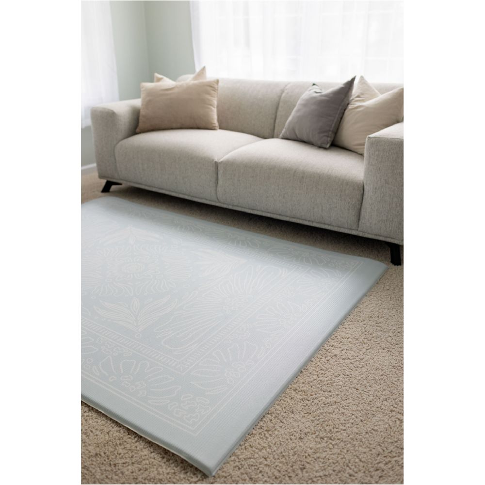 Milk It Baby - 100% TPU Foam Premium Reversible Play Mat - Boho Blue & Beige Leaf 1Pc