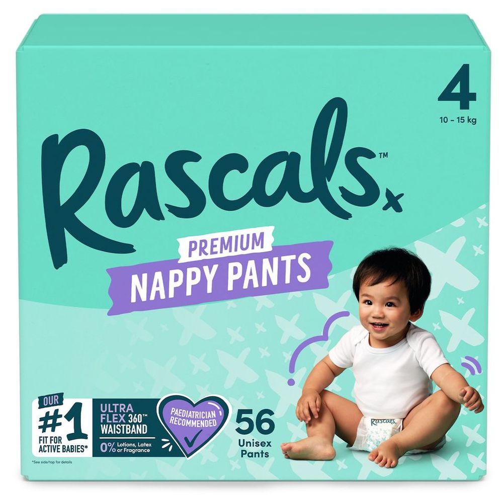 Rascals Training Diaper Pants - Size 4 - 10-15 kg - 56 Pcs