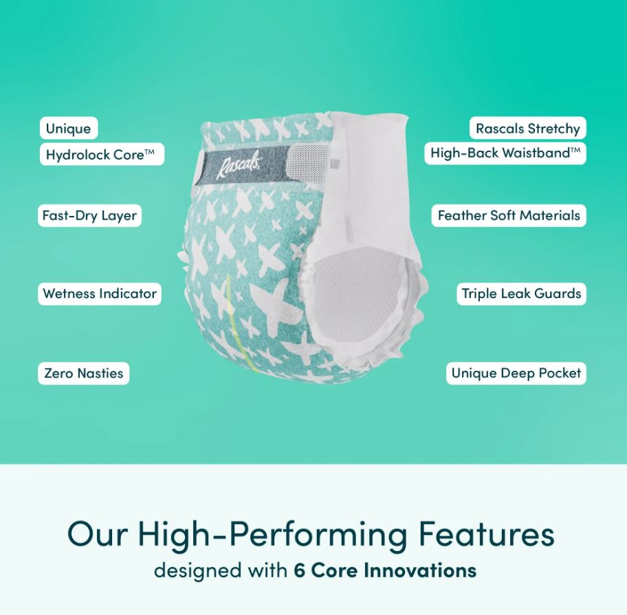 Rascals - Premium Baby Diapers - Size 7 - 17+ kg - 26 Pcs