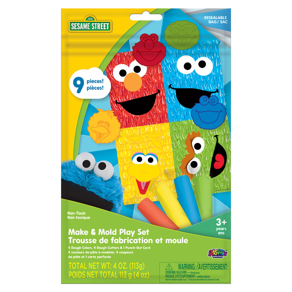 Sesame Street - Make & Mold Dough Play Set - Color May Vary - 9 Pcs - 113 gm