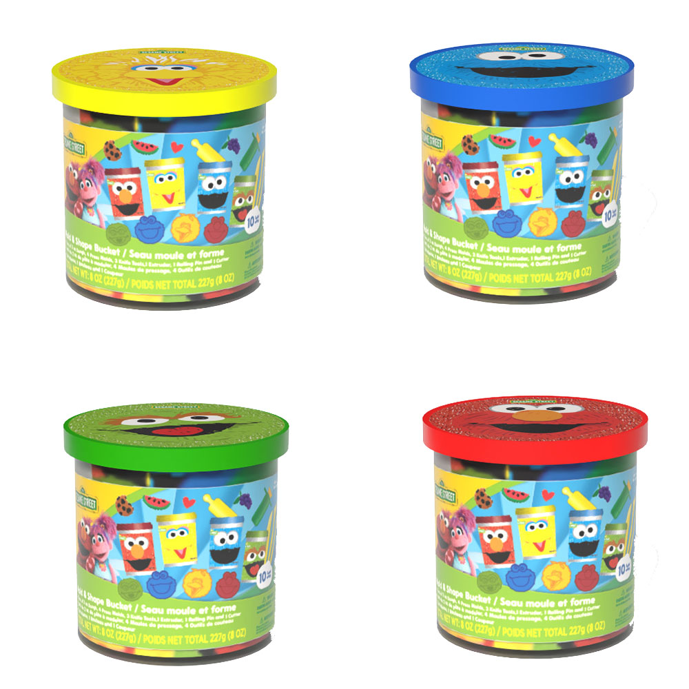 Sesame Street - Mold & Shape Dough Bucket - Color May Vary - 4 Pcs - 227 gm