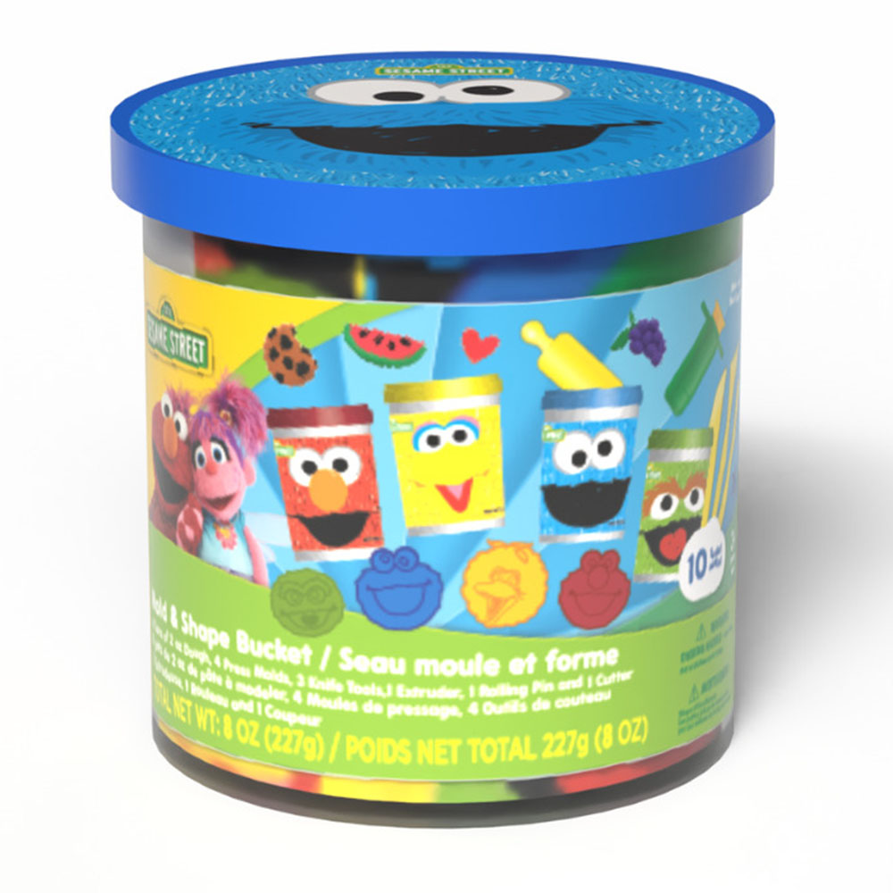 Sesame Street - Mold & Shape Dough Bucket - Color May Vary - 4 Pcs - 227 gm