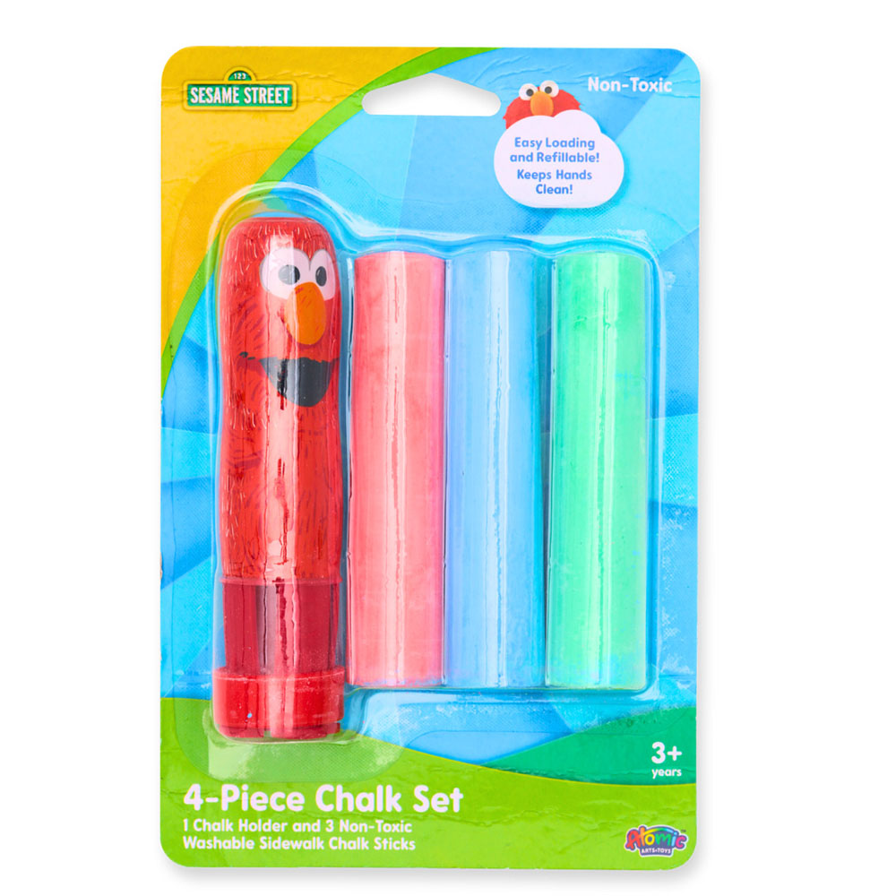 Sesame Street - Chalk Holder & Sidewalk Chalk Sticks Set - 4 Pcs