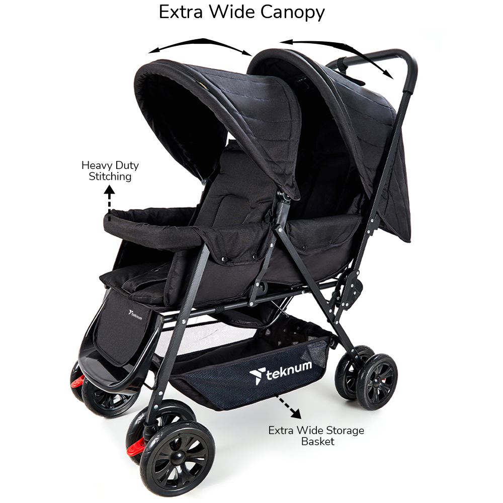 Teknum - Double Baby Stroller with Hooks