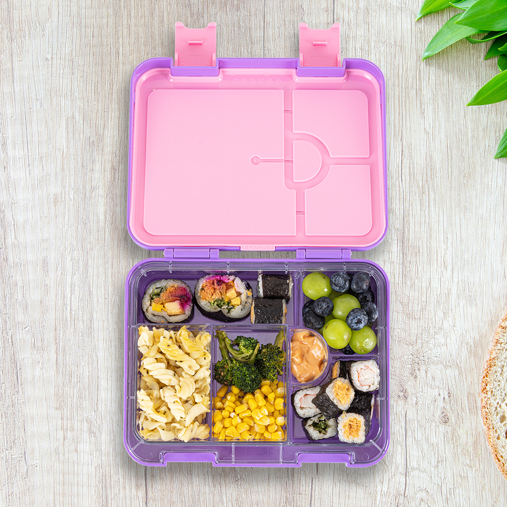 Eazy Kids - 6 & 4 Convertible Bento Lunch Box Set - Butterfly Purple
